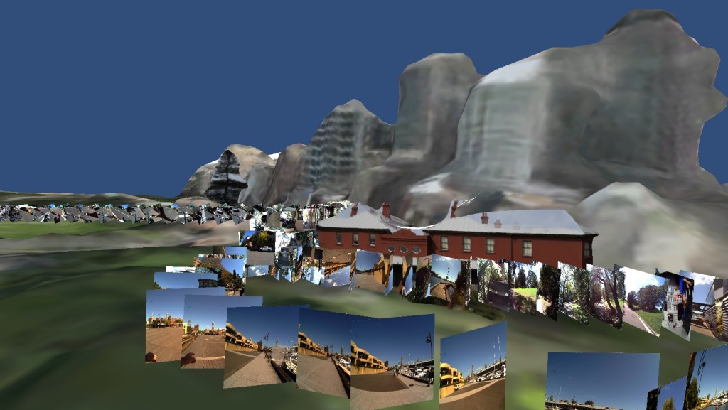Autographer photos on a 3D model of Sydney and a model of La Perouse Museum